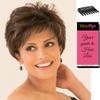 Rina Pixie Style Color Pastel Blue Rooted - 4" Short Women's Synthetic Layered Feathers Side Swept Fringe Bundle Comb, MaxWigs Hairloss Booklet view 3