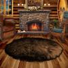 Dark Brown Shag Faux Fur Area Accent Throw Rug - Round - Faux Sheepskin - Bear Skin - Fur Accents Carpet - USA (30" Diameter) view 1