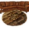 Golden Brown Wolf Area Rug - Round - Luxury Shag Faux Fur -Wolf - Coyote - Bear Skin - Fur Accents Original Designer Area Rug (110" Diameter) view 1