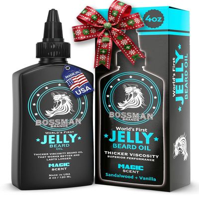 Bossman Jelly Beard Oil for Men (4 oz, Magic Scent) Softens, Moisturizes & Conditions with Natural Ingredients