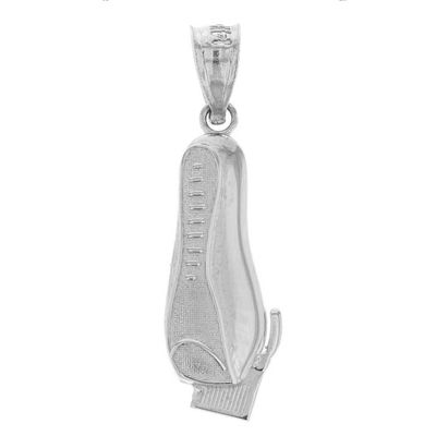 10k White Gold Men's Electric Shaver Straight Edge Razor for Barber Pendant