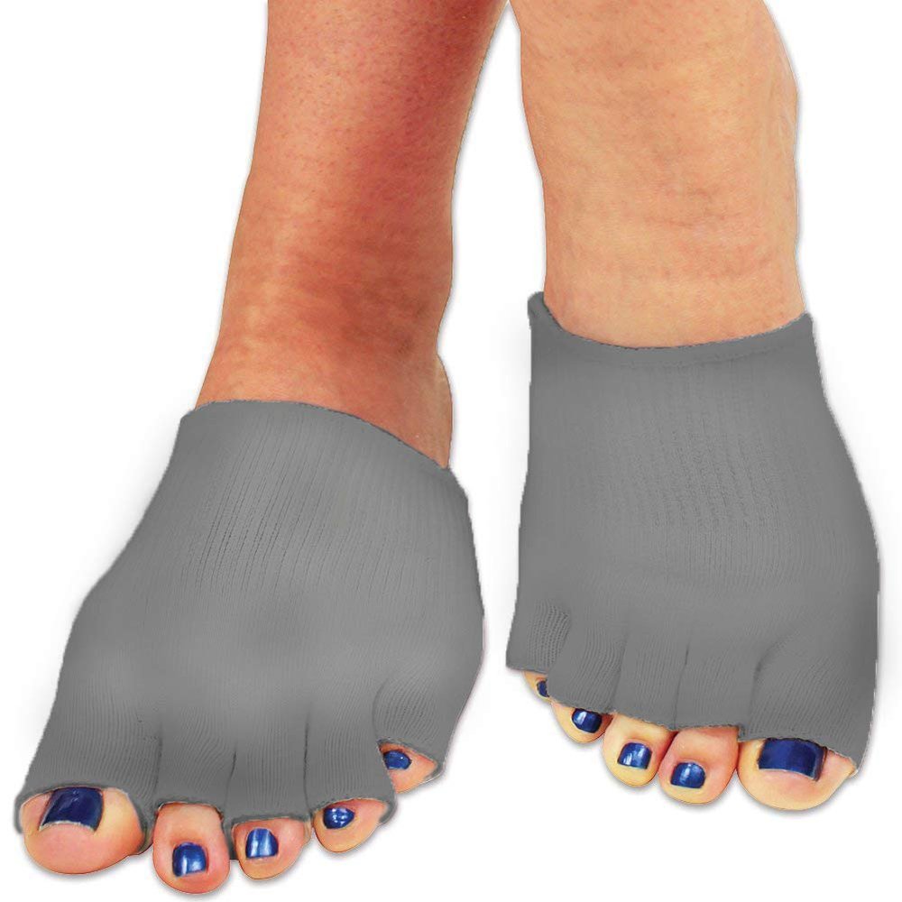 Bcurb Toe Gel-Lined Compression Socks (1 Pair) Toes Separating Therapeutic Moisturizes Dry Feet Hard Cracked Skin. (Gray, Medium)