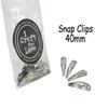 100 Snap Hair Clips - Silver Metal Tear Drop Shape with Hole - 40mm view 2