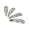100 Snap Hair Clips - Silver Metal Tear Drop Shape with Hole - 50mm view 1