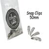 100 Snap Hair Clips - Silver Metal Tear Drop Shape with Hole - 50mm view 2