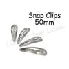 100 Snap Hair Clips - Silver Metal Tear Drop Shape with Hole - 50mm view 3