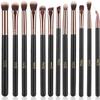 MSQ Eye Makeup Brushes 12pcs Rose Gold Eyeshadow Makeup Brushes Set with Soft Synthetic Hairs & Real Wood Handle for Eyeshadow, Eyebrow, Eyeliner, Blending(without bag) view 1