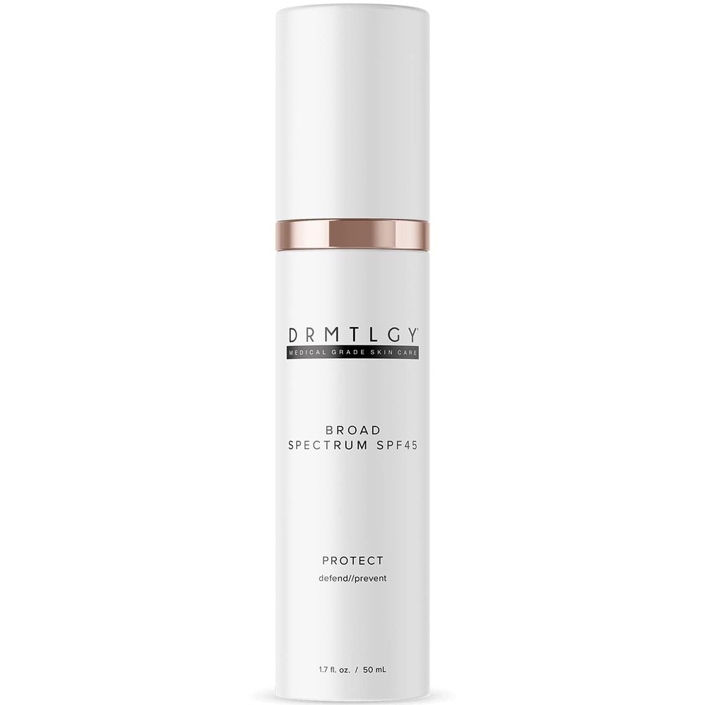 DRMTLGY Anti-Aging Clear Face Sunscreen SPF 45  Oil-Free Zinc Oxide Sunscreen & Face Moisturizer for Sensitive & Acne-Prone Skin  Lightweight Makeup & Skin Care  FSA HSA Eligible (1.7 oz)