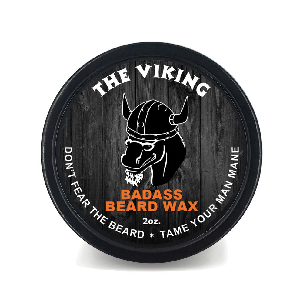 Badass Beard Care Beard Wax For Men - The Viking, 2 oz - Softens Beard Hair, Leaves Your Beard Looking and Feeling More Dense