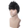 BERON Cool Men Boys Short Synthetic Wig for Cosplay Party Photo Come with Wig Cap (Black) view 4