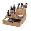 MobileVision Bamboo Makeup Drawer Organizer with 5-Compartment Brush Holder Stand Combo view 1