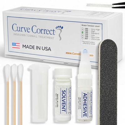CurveCorrect Ingrown Toenail Treatment Kit - Ingrown Toenail Corrector Kit with 10 Braces - at Home Ingrown Toenail Correction - Big Toe Ingrown Nail Removal