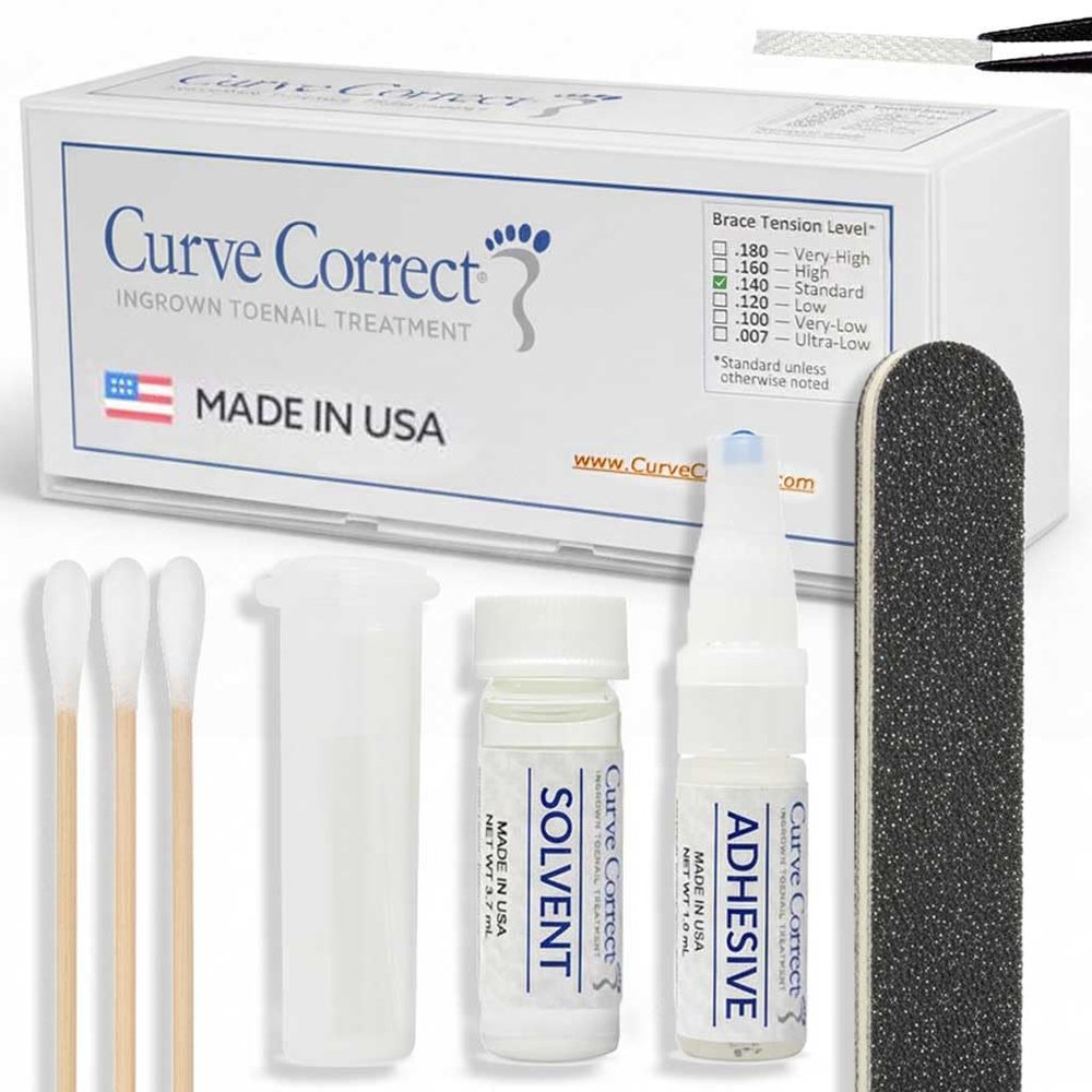 CurveCorrect Ingrown Toenail Treatment Kit - Ingrown Toenail Corrector Kit with 10 Braces - at Home Ingrown Toenail Correction - Big Toe Ingrown Nail Removal