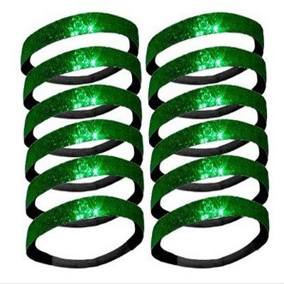 12 Pack: Twelve Glitter Headbands by Activewear Apparel (12-Green)