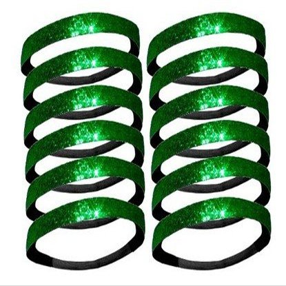 12 Pack: Twelve Glitter Headbands by Activewear Apparel (12-Green)
