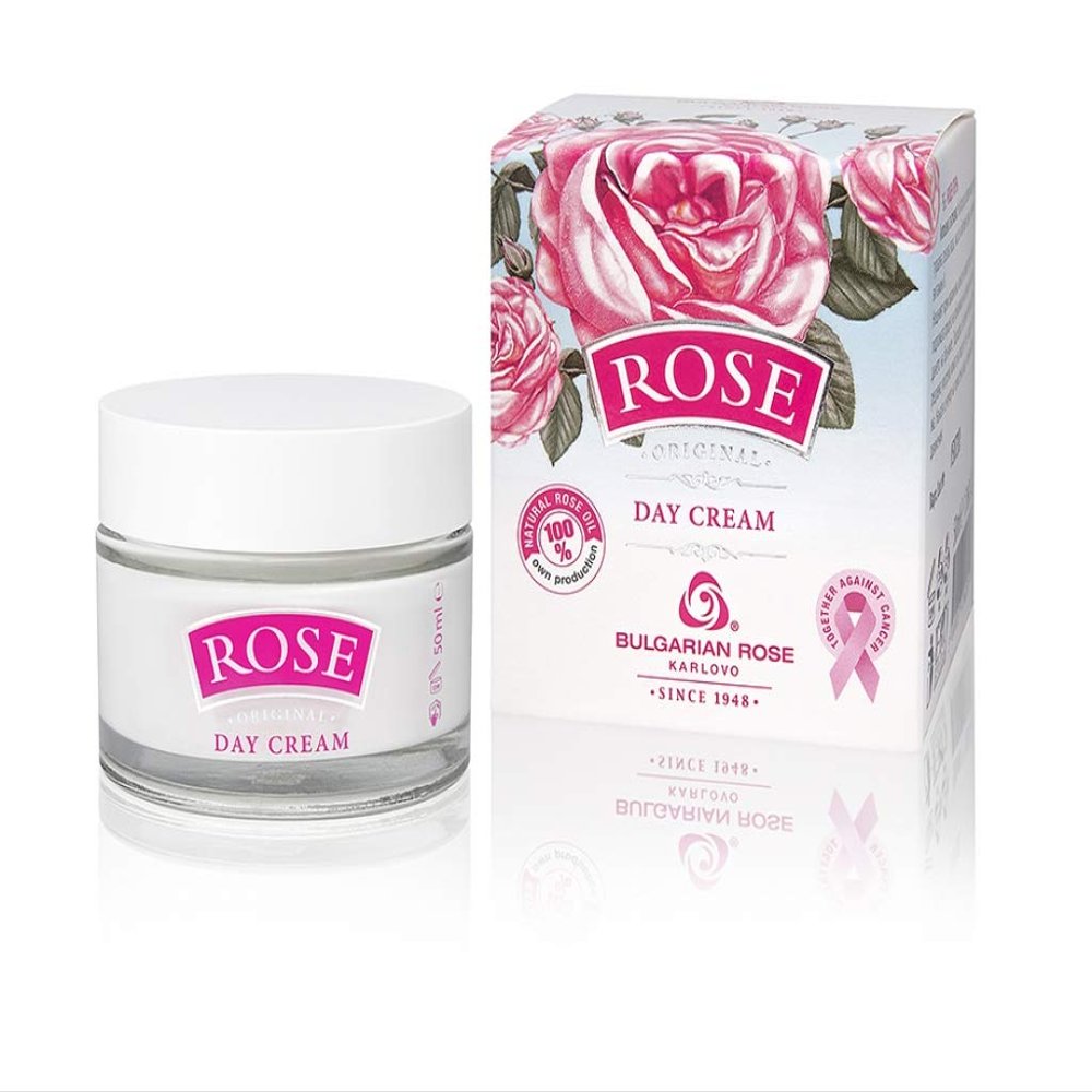 Bulgarianrose Day Face Cream with Natural Rose Oil, Moisturizing and Rejuvenating Skin Care, Rose Water Revitalizing Day Cream, Face Moisturizer for dry skin