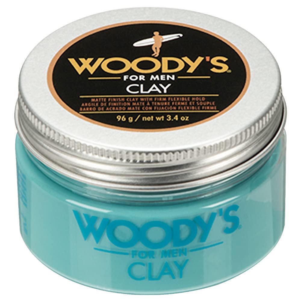 Woody's Premium Hair Clay for Men  Matte Finish, Pomade for Men Stronghold, Texturizing & Sculpting Hair Styling Clay, Flexible Control, 3.4 oz