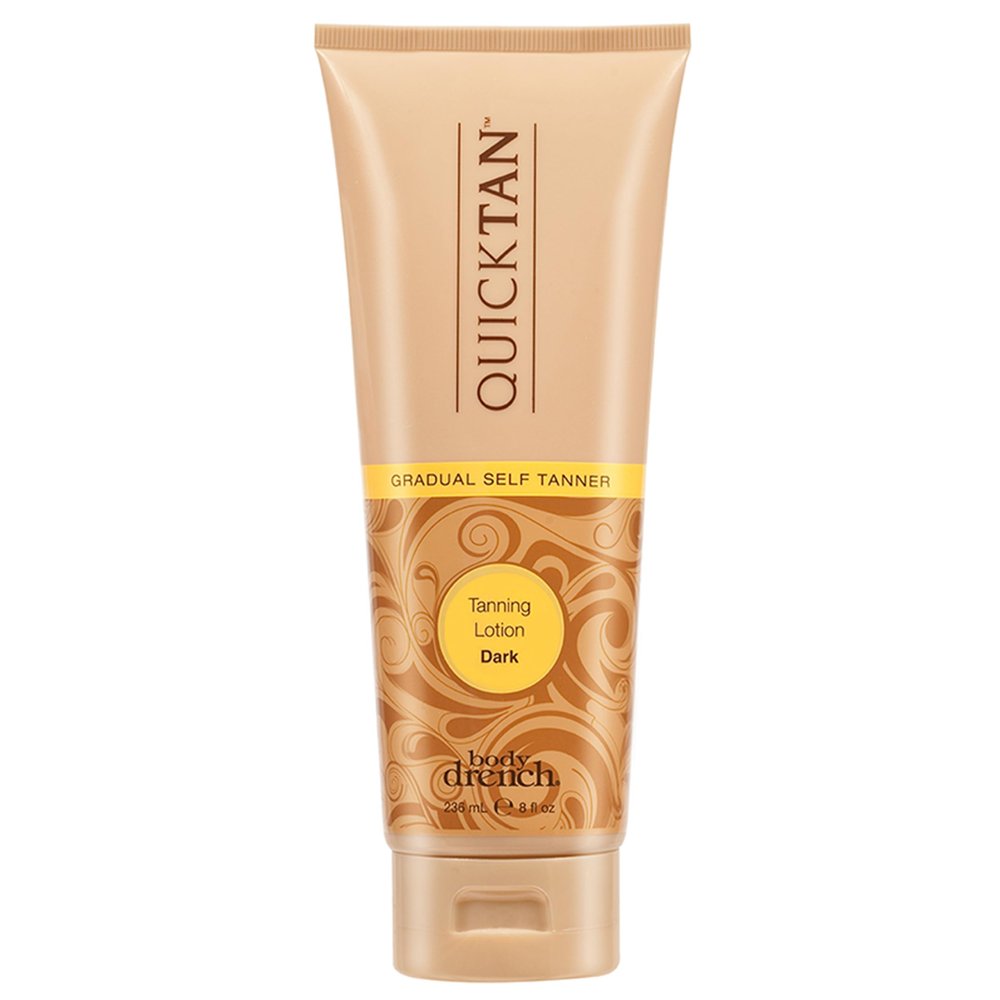Body Drench Quick Tan Self Tanner Body Lotion  Sunless Tanning Lotion for Women, Natural-Looking Self Tan, Dark, 8 fl oz