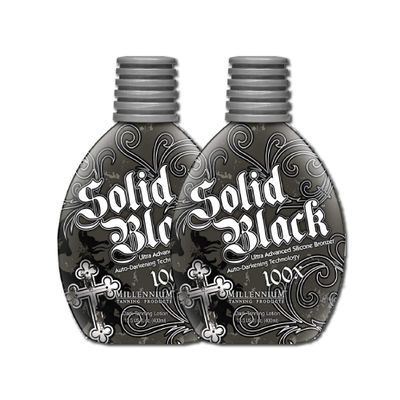 2 PACK Millennium Tanning SOLID BLACK 100X Dark Tanning Lotion Indoor Outdoor Tan Enhancing Silicone Bronzer Tanning Bed Lotion 13.5 Fl oz (400 ml)