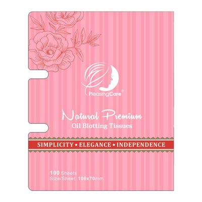 PleasingCare Oil Blotting Paper Sheets, 100 Counts, Natural Rose Facial Oil Absorbing Face Blotting Sheets - Take Only 1 Piece Each Time Design - No Waste and Easy to Carry in Pocket (Rosy - 1 Pack)