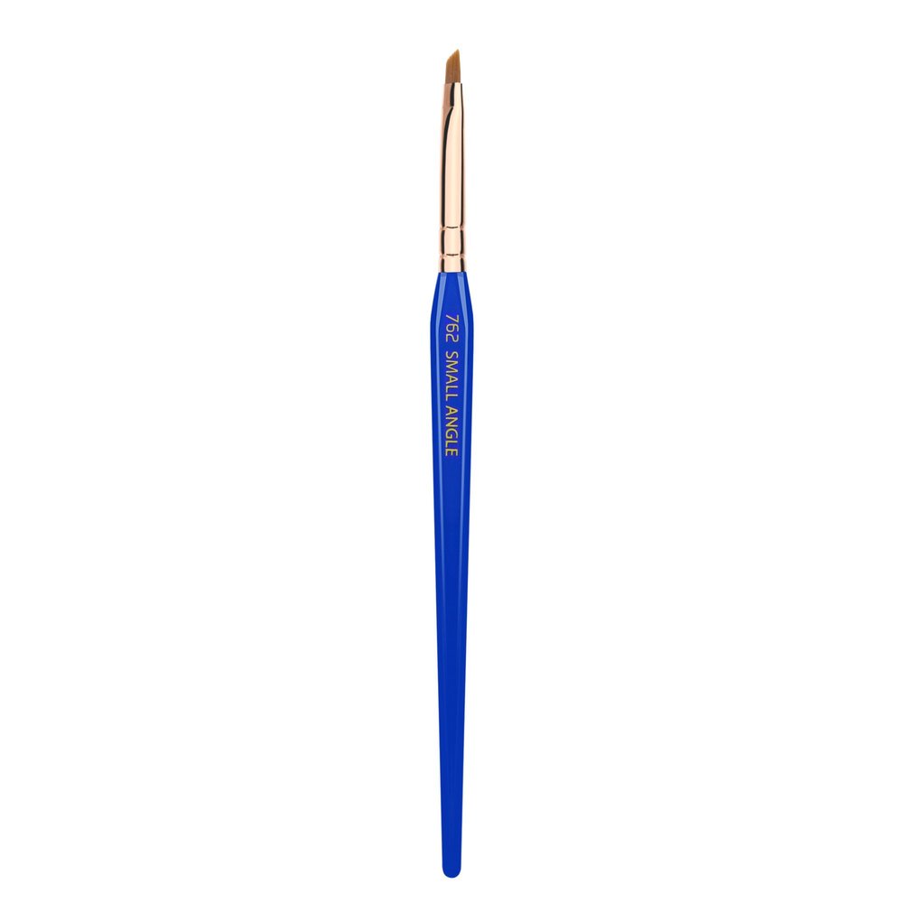 Bdellium Tools Professional Makeup Brush - Golden Triangle 762 Small Angle - With All Vegan and Soft Synthetic Fibers, For Shaping & Filling Eyebrows (Blue, 1pc)