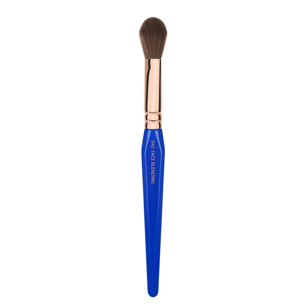 Bdellium Tools Professional Makeup Brush - Golden Triangle 940 Face Blending - With All Vegan and Soft Synthetic Fibers, For Facial Sculpting (Blue, 1pc)