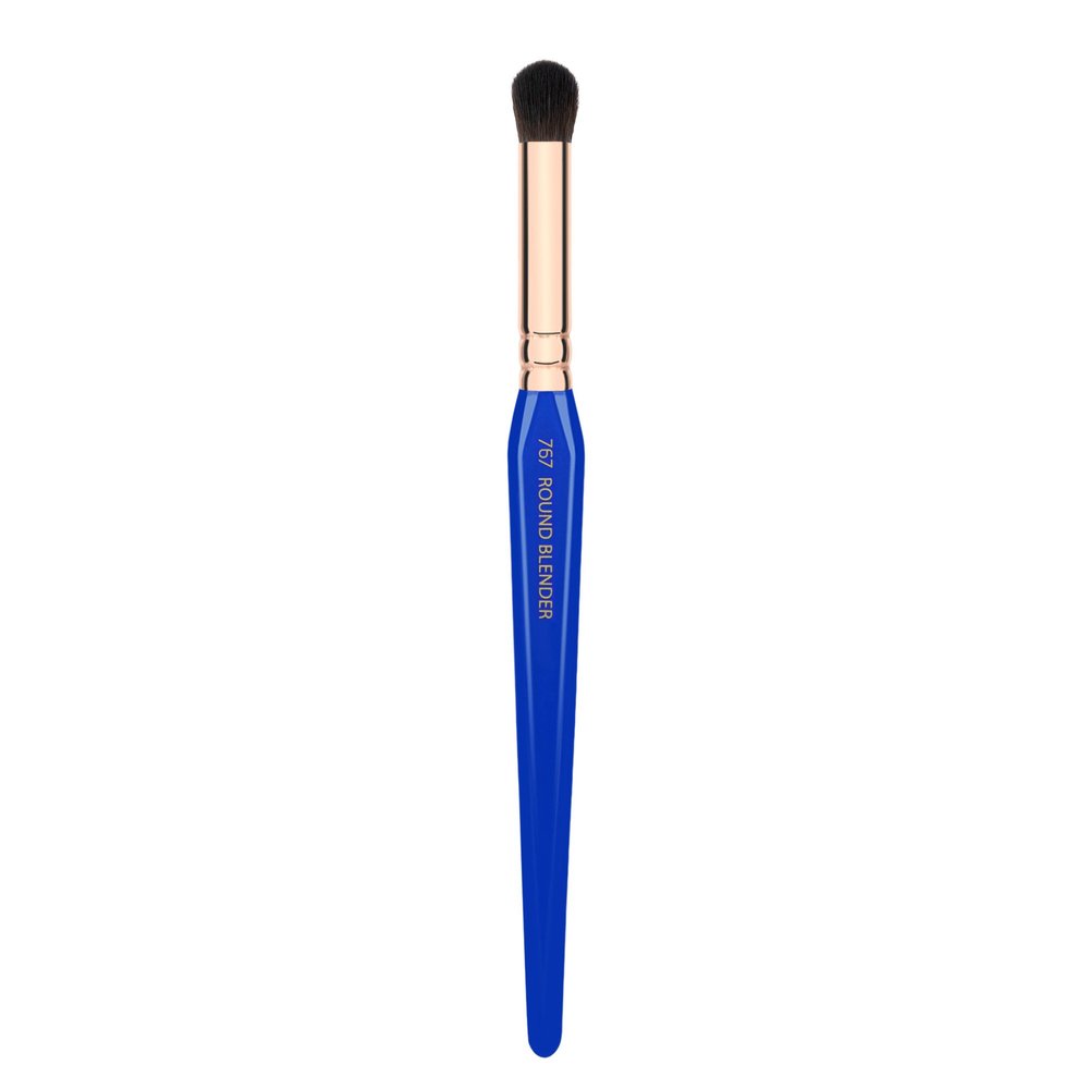 Bdellium Tools Professional Makeup Brush - Golden Triangle 767 Round Blender - With All Vegan and Soft Synthetic Fibers, For Blending & Smoothing (Blue, 1pc)