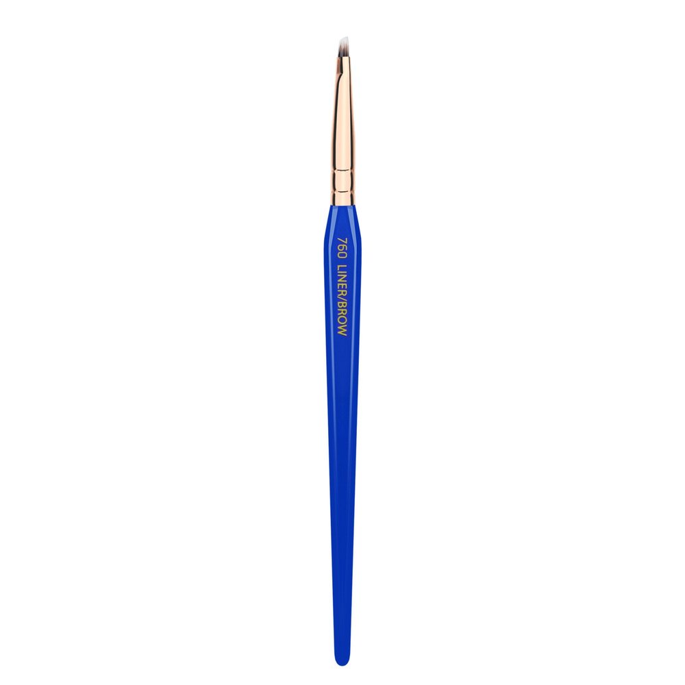Bdellium Tools Professional Makeup Brush - Golden Triangle 760 Liner/Brow - With All Vegan and Soft Synthetic Fibers, For Eyes & Brows (Blue, 1pc)