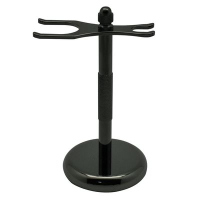 Art Designed Shaving Brush and Razor Stand Holder Black Finish Fits Various Brush