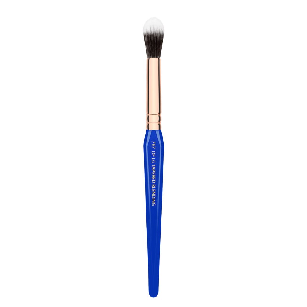 Bdellium Tools Professional Makeup Brush - Golden Triangle Series 787 Duet Fibre Large Tapered Blending - With All Vegan and Soft Synthetic Fibers, For Controlled Lightweight Application (Blue, 1pc)