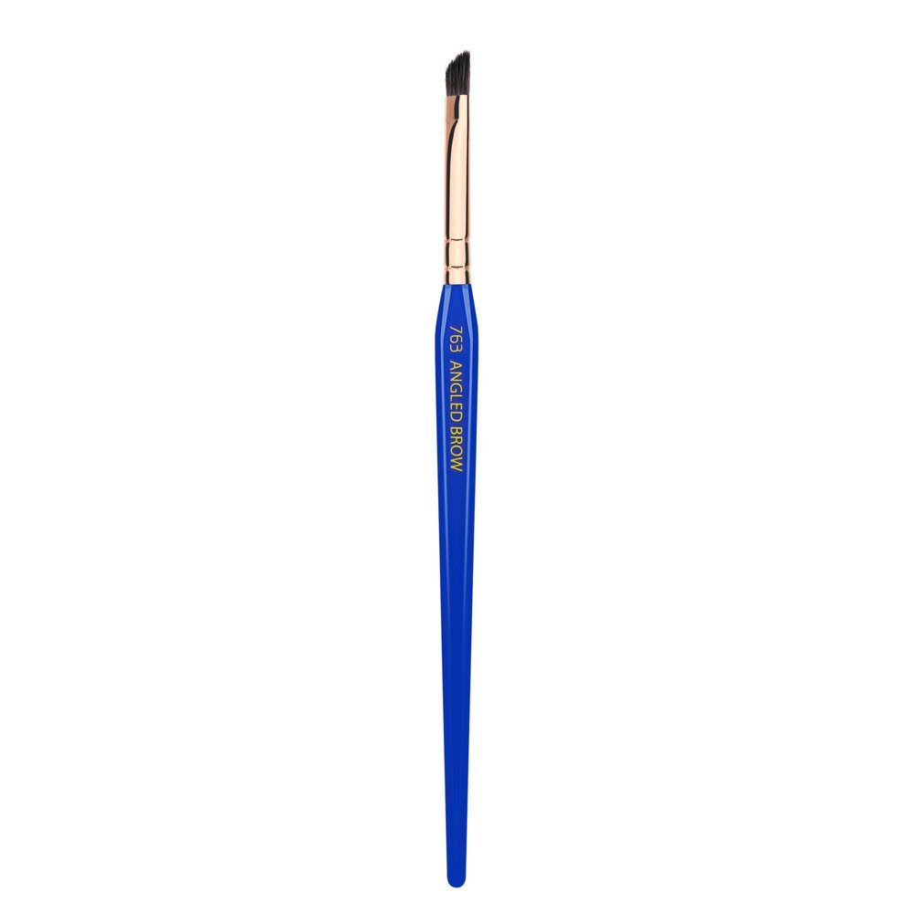 Bdellium Tools Professional Makeup Brush - Golden Triangle 763 Angled Brow - With All Vegan and Soft Synthetic Fibers, For Defining Eyebrows (Blue, 1pc)