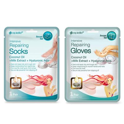 2 Pack Set Moisturizing Socks Hand Skin Gloves Beauty Spa Nail Therapy Treatment
