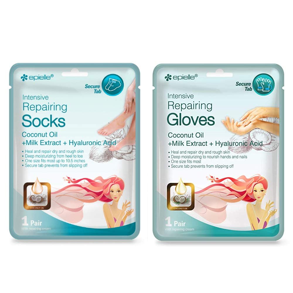 2 Pack Set Moisturizing Socks Hand Skin Gloves Beauty Spa Nail Therapy Treatment