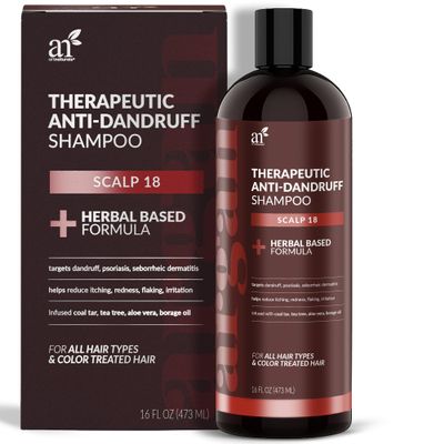 ArtNaturals Therapeutic Argan Shampoo - (16 Fl Oz / 473ml) - Natural and Organic Coal Tar with Argan Oil - Treatment Helps Anti-Itchy Scalp, Symptoms of Psoriasis, Eczema - Sulfate Free