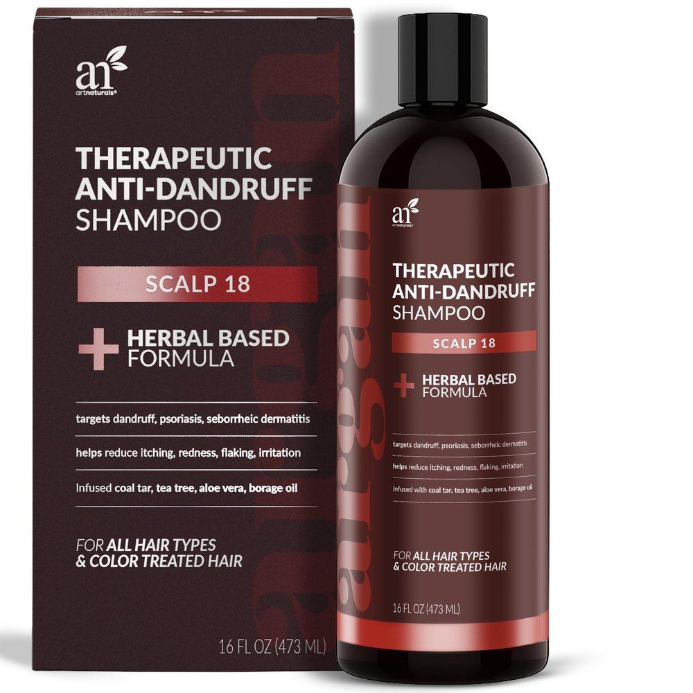 ArtNaturals Therapeutic Argan Shampoo - (16 Fl Oz / 473ml) - Natural and Organic Coal Tar with Argan Oil - Treatment Helps Anti-Itchy Scalp, Symptoms of Psoriasis, Eczema - Sulfate Free