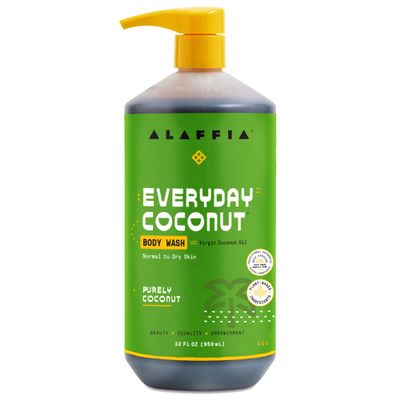 Alaffia Body Wash, Everyday Coconut  Moisturizing Soap with Nourishing Coffee Berry Extract & Coconut Water, Vegan & Cruelty-Free, 32 Oz