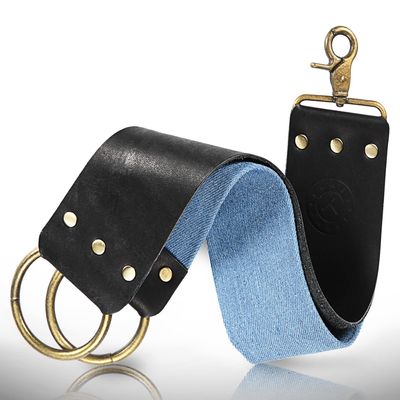 Naked Armor Straight Razor Leather Strop - 2.5" x 15" Cow Leather Razor Blade Sharpener with Brass Hooks, Black