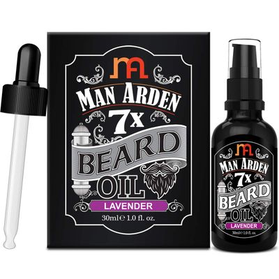 Man Arden 7X Beard Oil (Lavender) 30ml, 7 Premium Oils for Beard Growth & Nourishment