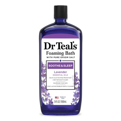 Dr Teal's Foaming Bath with Pure Epsom Salt, Soothe & Sleep with Lavender, 34 fl oz