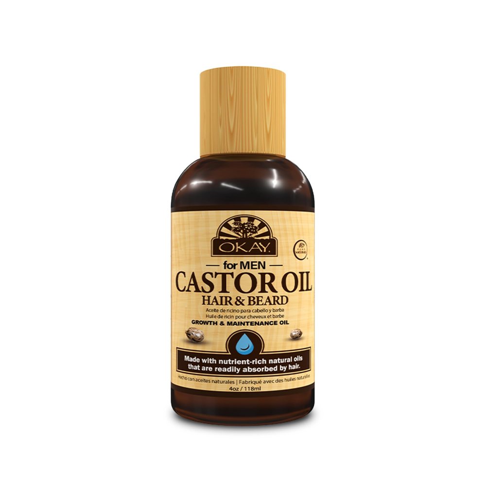 OKAY MEN Castor Oil Beard & Hair Oil - Beard Health Oil Treatment for Men, Moisturizer for Soft Hair with Natural Ingredients, Hexane Free - 4 oz (Pack of 1)