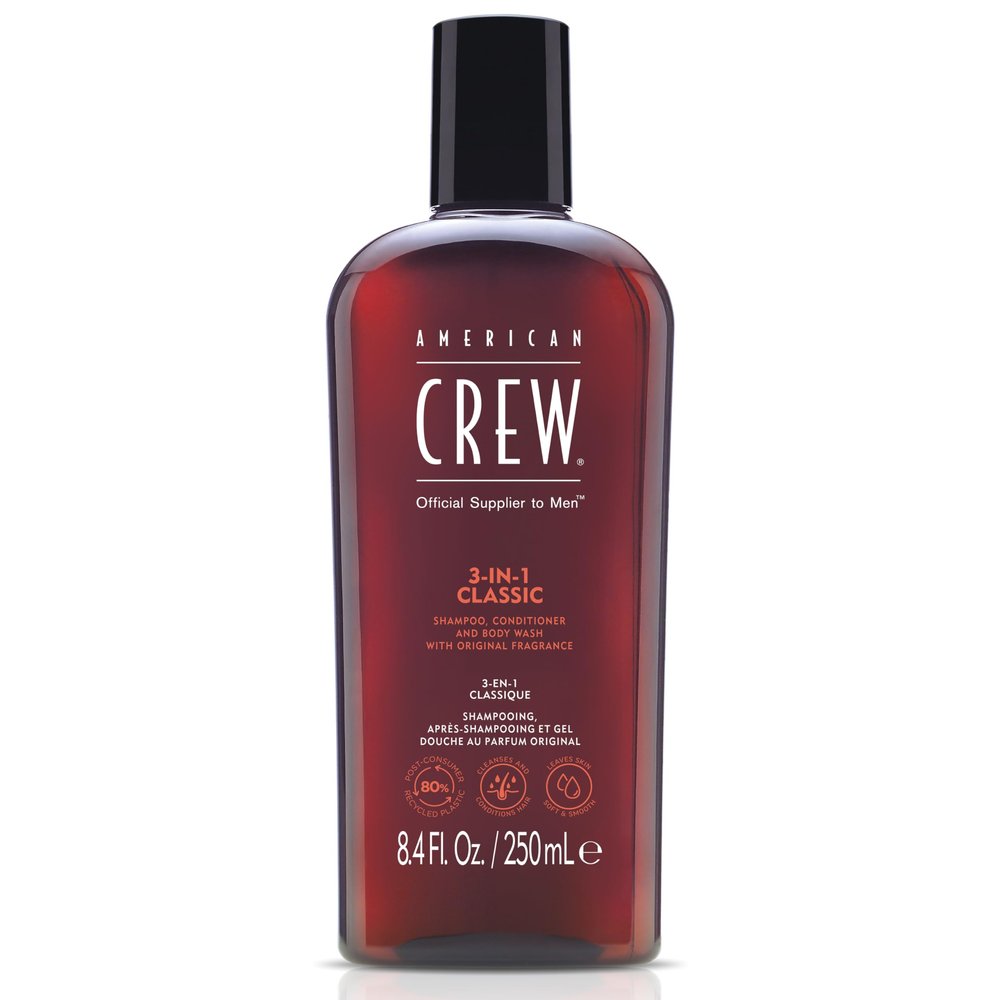 American Crew 3-in-1 Shampoo, Conditioner and Body Wash, Gift for Men, 8.4 fl oz