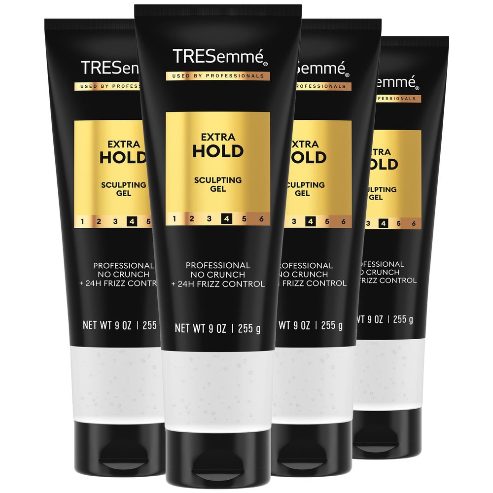 TRESemm Hair Gel, Sculpting, Extra Hold, 4-Pack Frizz Control, Professional Quality Styling Products, Alcohol-Free, 9 Oz Ea