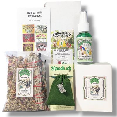 Bring Steady Money Fast Kit with Perfume and for Rituals and Spells. Kit De Limpias Dinero Rpido Y Constante Con Perfume Para Rituales Y Magia