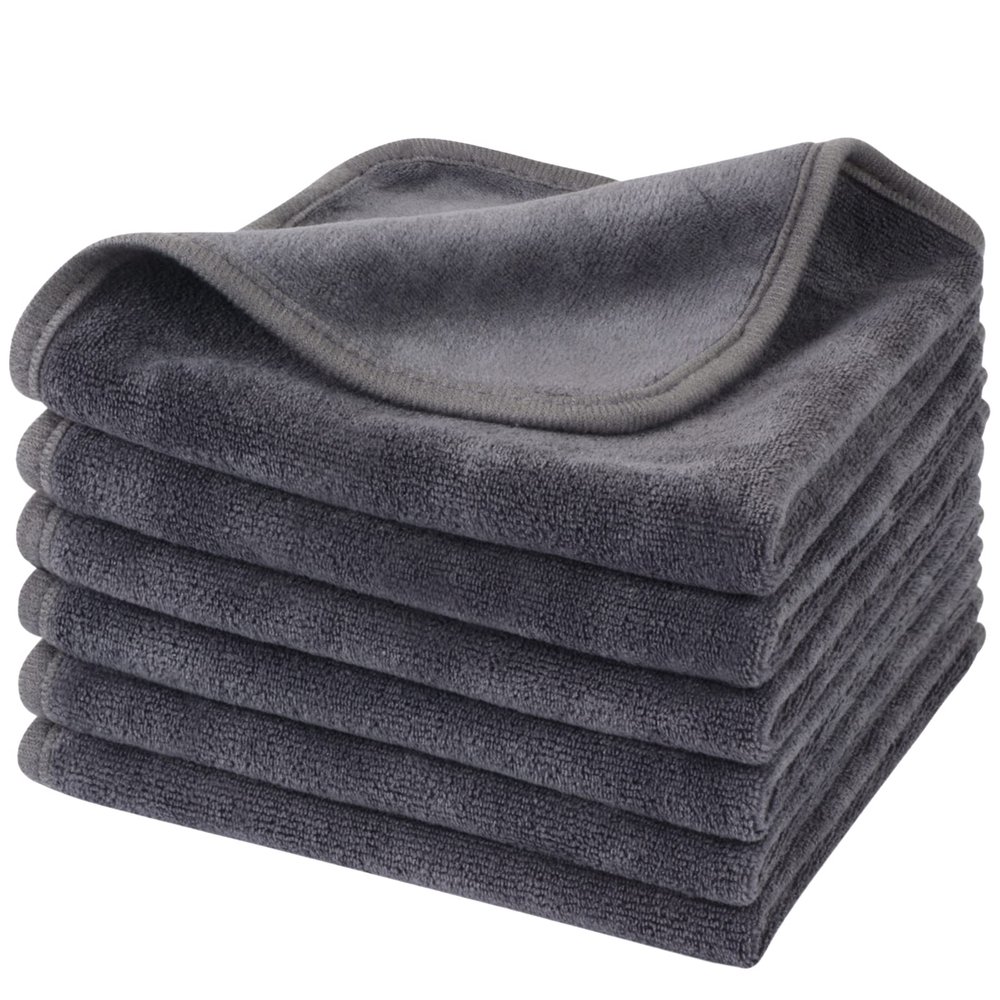 KinHwa Soft Washcloths Quick Drying Face Cloths Reusable Makeup Remover Cloths Microfiber Facial Cloths for Washing Face Gray Makeup Washcloths 6 Pack