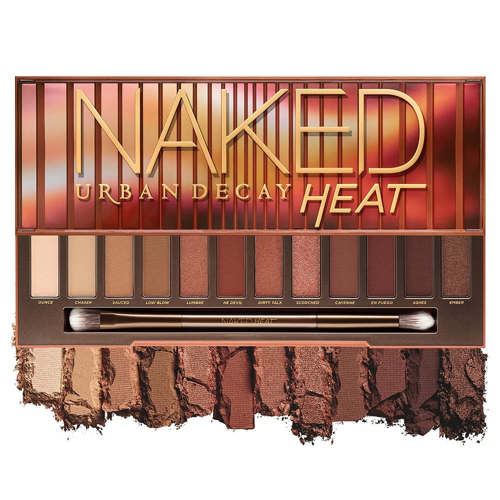 URBAN DECAY Naked Heat, Warm Brown Neutral Eyeshadow Palette, Matte, Metallic, Shimmer Finish, 12 Amber-hued Red & Orange Eye Shadows, Versatile Warm Shades, Vegan, Cruelty-free