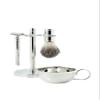 Bey-Berk BB02 Safety Razor & Pure Badger Brush with Soap Dish on Chrome Stand, Grey view 1