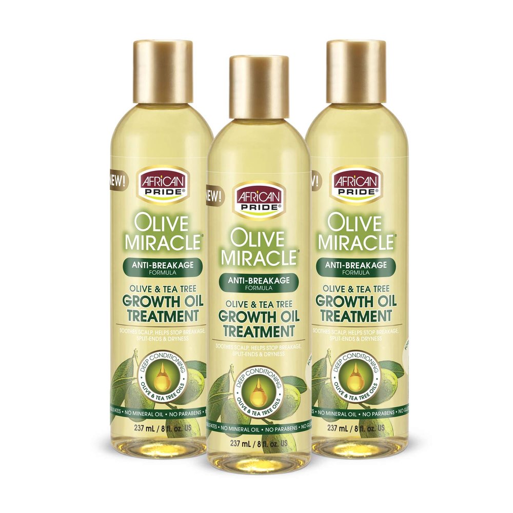 AFRICAN PRIDE Olive Miracle Growth Oil, 8 Oz (Pack of 3)