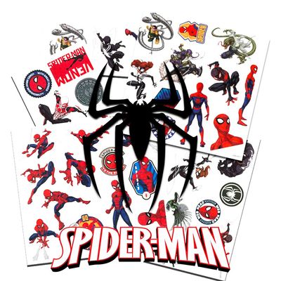 Spider-Man Temporary Tattoos for Kids - 50 Superhero Tattoos for Spiderman Birthday Party Favors