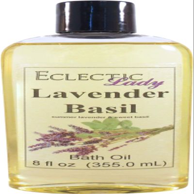 Lavender Basil Bath Oil, Scented Body Oil, Relaxing Bathing Oil, 8 oz