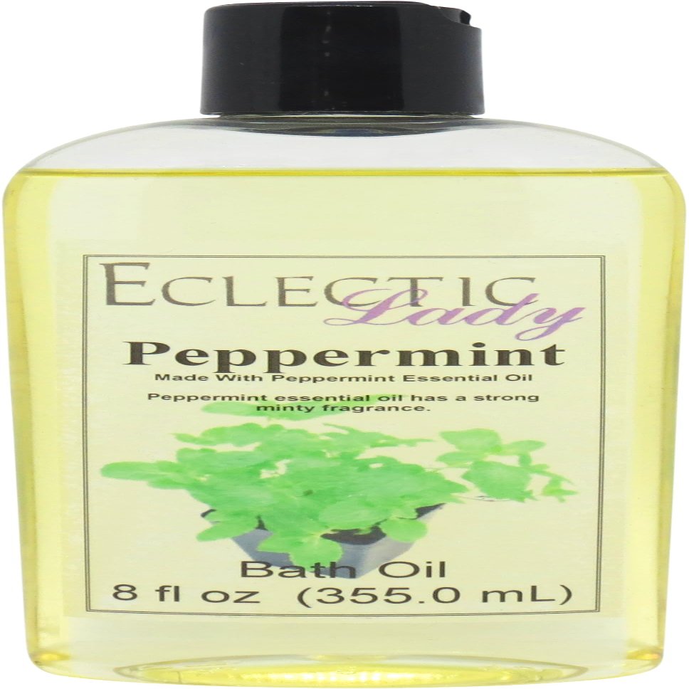 Peppermint Bath Oil, Scented Body Oil, Relaxing Bathing Oil, 8 oz